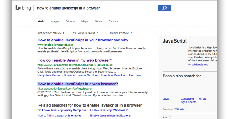 how to enable javascript user search